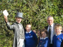 David Ward with students in the play area