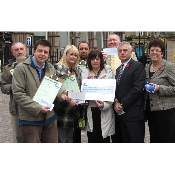 David Ward MP with Save Our Cheque Team, Bradford