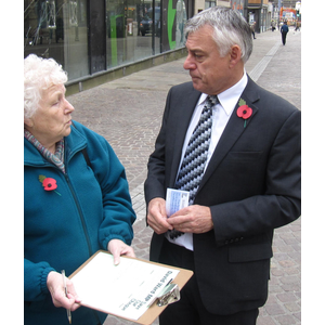 David Ward MP collects signitures to the 'Save Our Cheque' campaign