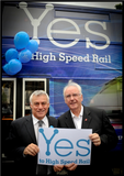 David Ward MP and Pete Waterman at the Yes to High Speed Rail rally