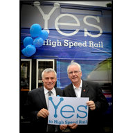 David Ward MP and Pete Waterman at the Yes to High Speed Rail rally