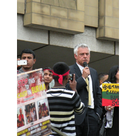 David Ward speaking in Centenary Square