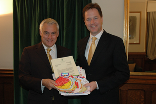 David Presenting the Send My Friend to School petition to Nick Clegg David Presenting the Send My Friend to School petition to Nick Clegg