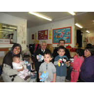 David Ward MP with David Hewitt giving toys to children from Mortimer House Children’s Centre